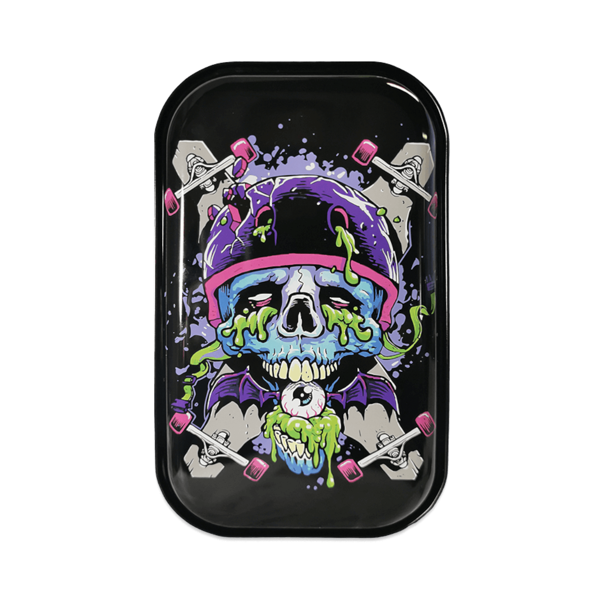 Metall Rolling Tray Skater Skull Motiv beidseitiger Druck