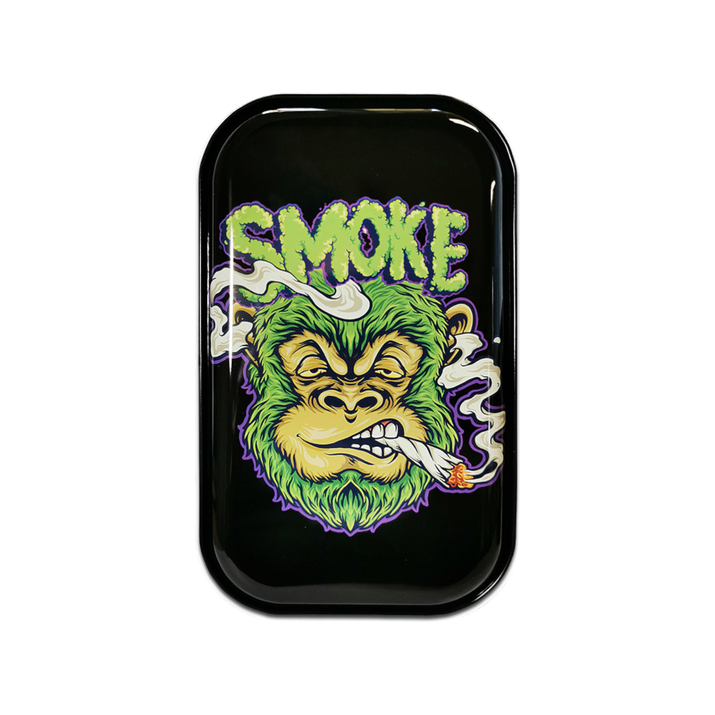 Metall Rolling Tray Smoke Monkey Motiv Drehunterlage 27 x 12 cm