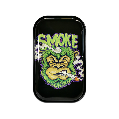 Metall Rolling Tray Smoke Monkey Motiv Drehunterlage 27 x 12 cm