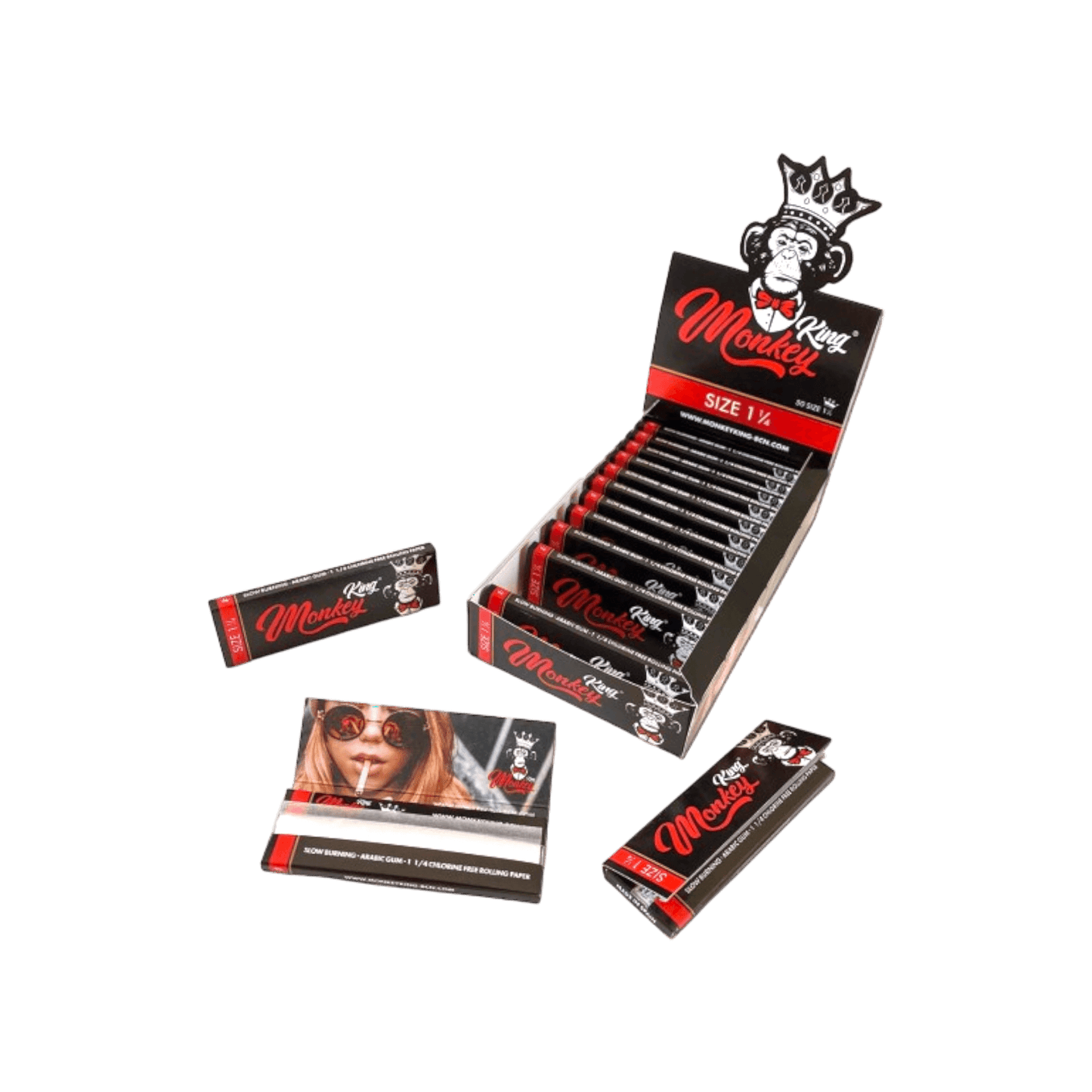 Monkey King® Papers 1¼ Chlorfrei – Ultrafeine Blättchen mit natürlicher Gummiarabikum-Gummierung