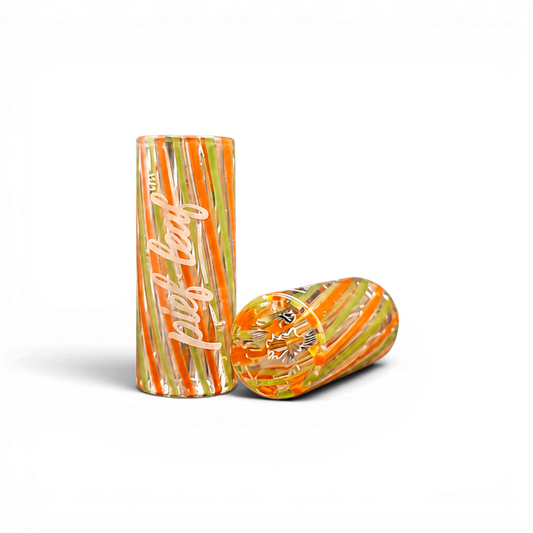 Orange Green Clear Glas Tip mit Pief-Leaf® Logo Print