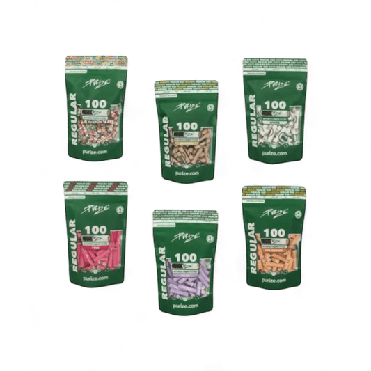 PURIZE 9mm Regular Aktivkohlefilter 100 Stück Farbmix