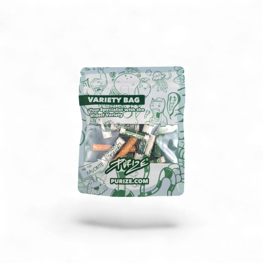 PURIZE® Variety Bag – alle 7 Filtervarianten im wiederverschließbaren Beutel mit Aktivkohlefüllung