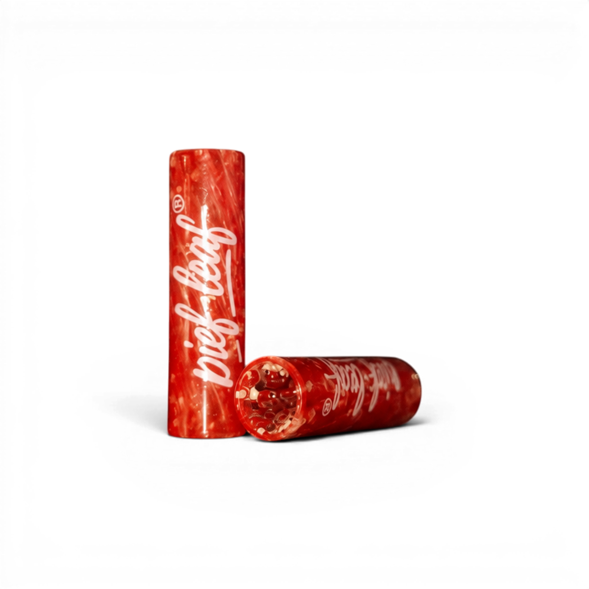 Red Glow in the Dark Glas Tip mit Pief-Leaf® Logo Print