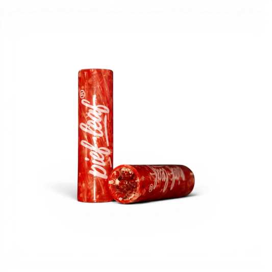 Red Glow in the Dark Glas Tip mit Pief-Leaf® Logo Print