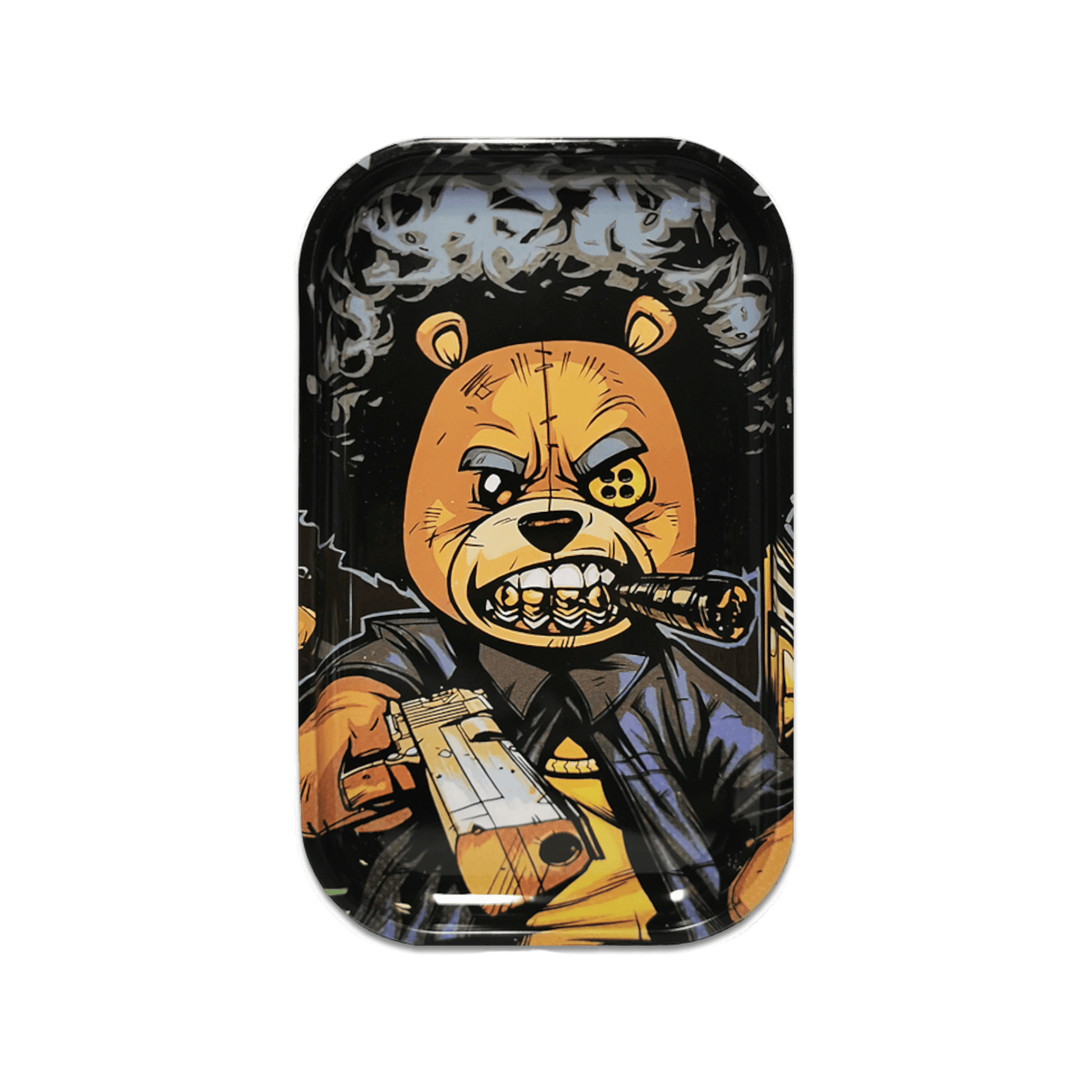 Rolling Tray Bear aus Metall mit Motiv in 27x12 cm