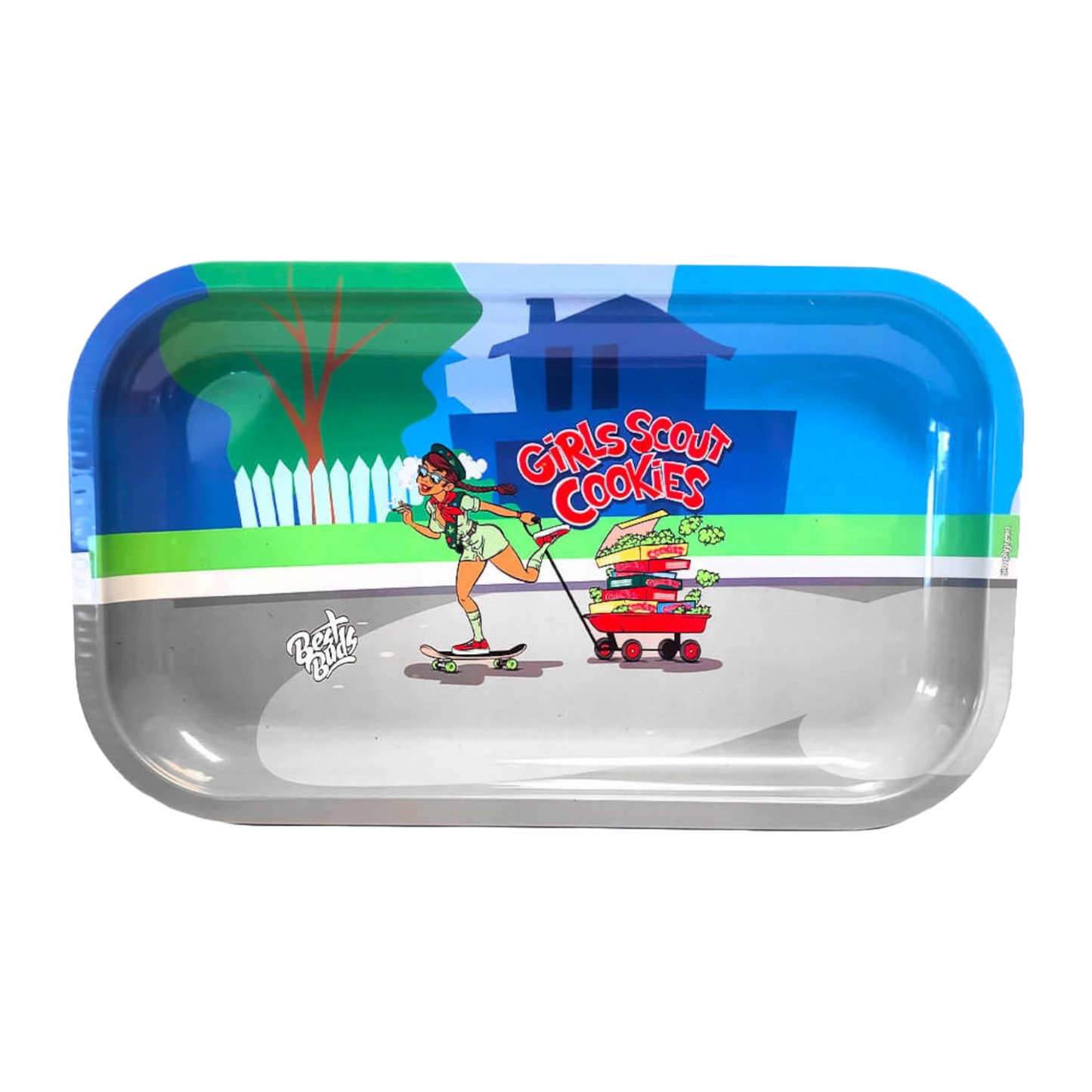 Rolling Tray Best Buds Girl Scout Cookies aus Metall 16x27 cm