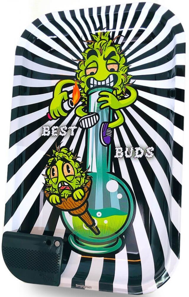 Rolling Tray Best Buds SMOKE ME aus Metall 17,5x27,5 cm