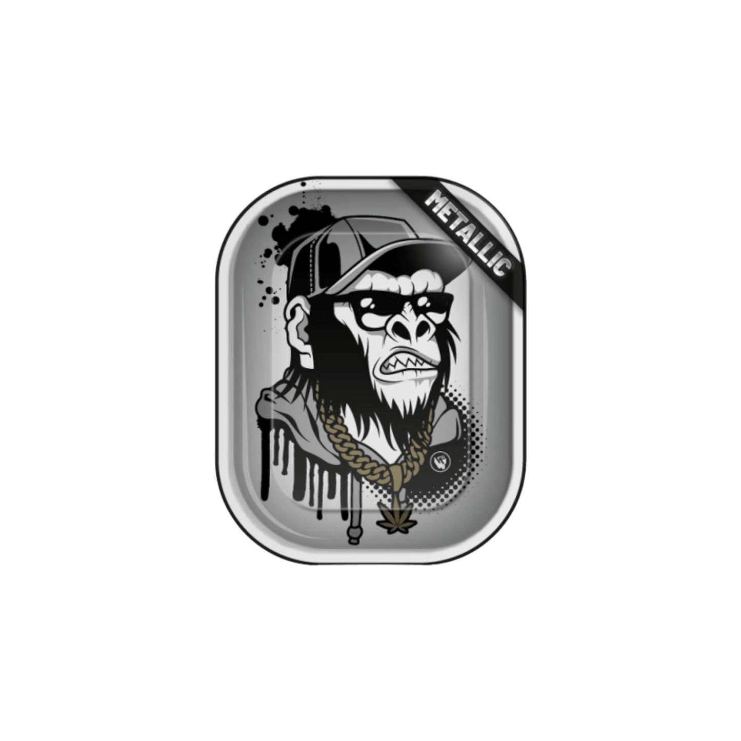 Rolling Tray Gangsta Monkey aus Metall 18x14 cm Produktfoto