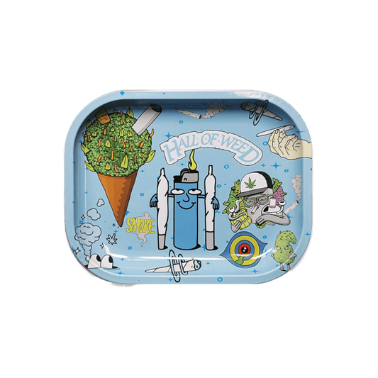 Rolling Tray Hall Of Weed Blue aus Metall 14x18 cm Produktfoto