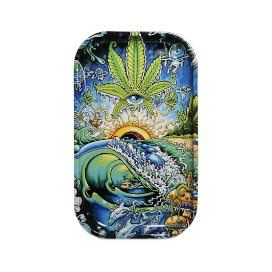 Rolling Tray Hemp Eye aus Metall 27x12 cm beidseitig bedruckt