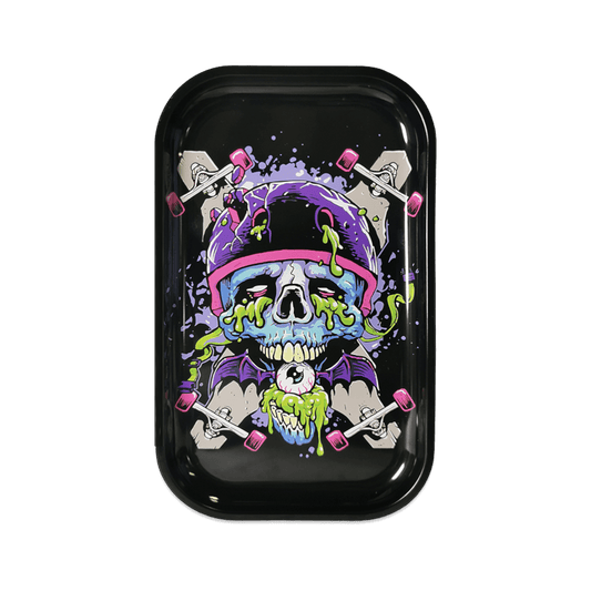 Rolling Tray Skater Skull aus Metall 27x12 cm beidseitig bedruckt