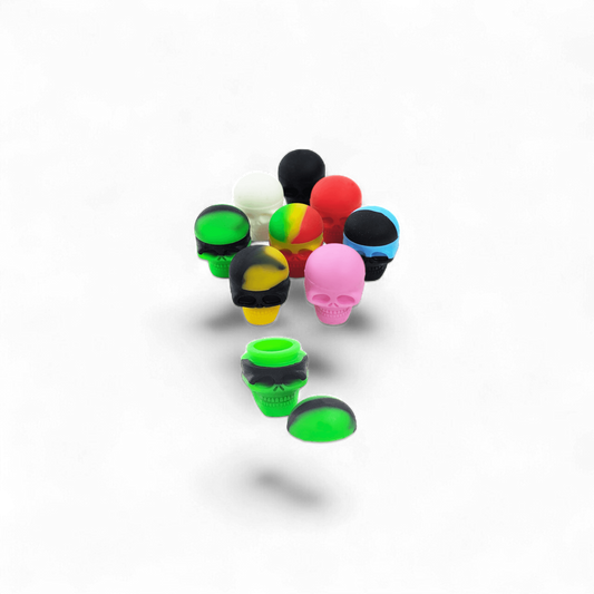 Bunte Silikonöldose in Totenkopfform (30×25 mm) – ideal für Wax, Öl & Konzentrate