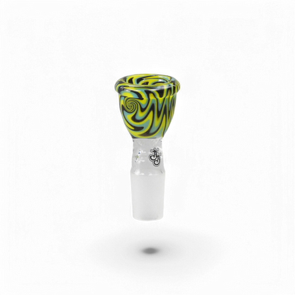 Kopf Yellow Swirl aus Glas mit 18,8 mm Schliff und 5 mm Durchlass