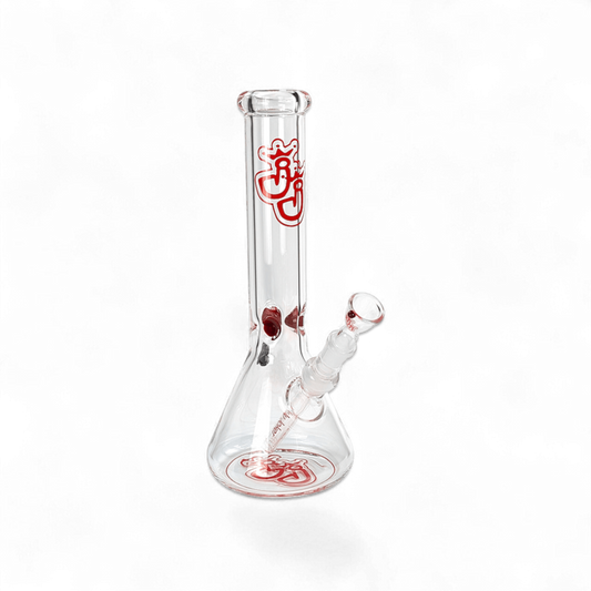 Topas Bong – 35cm – 7mm Borosilikatglas – Rote Eiskerben – Jelly Joker – Erlenmeyer-Form