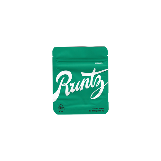 10x Runtz green + Strainlabel Mylar Bag 3,5g - Leer