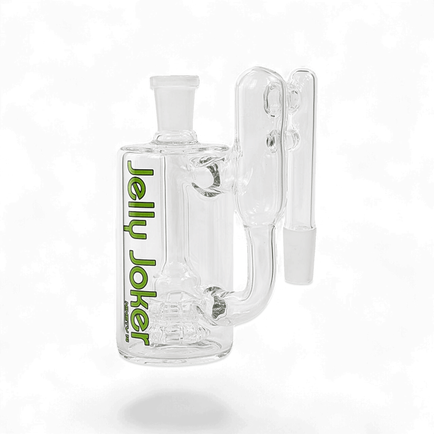 Vorkühler Ninety14 aus Glas mit Doppelwheel-Percolator, 14,5 mm Schliff und 90°-Winkel – 12 cm hoch