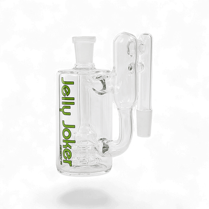 Vorkühler Ninety14 aus Glas mit Doppelwheel-Percolator, 14,5 mm Schliff und 90°-Winkel – 12 cm hoch