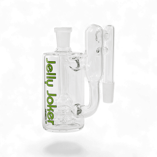 Vorkühler Ninety14 aus Glas mit Doppelwheel-Percolator, 14,5 mm Schliff und 90°-Winkel – 12 cm hoch