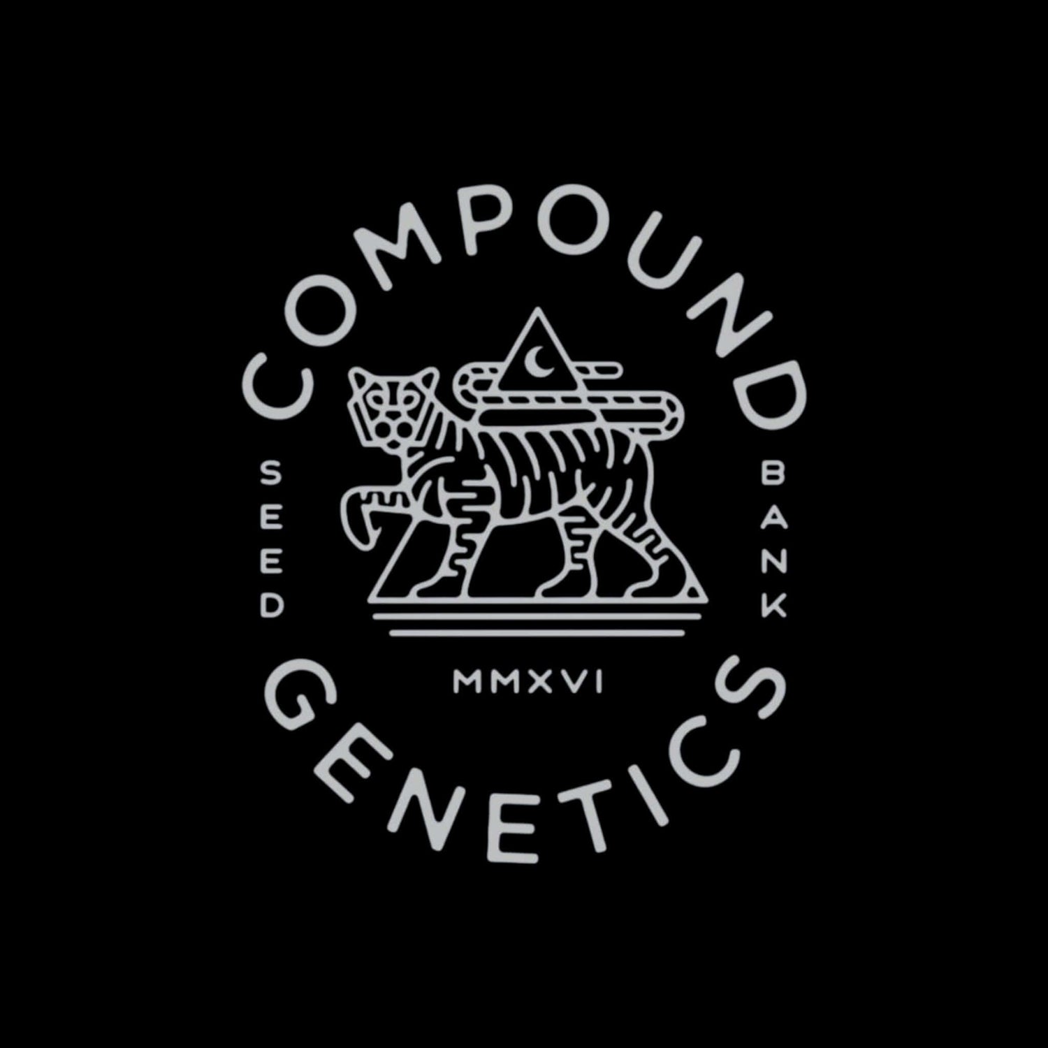 Compound Genetics Logo mit Tiger und Schriftzug Seed Bank – exklusive Cannabis-Genetik bei Pief-Leaf®