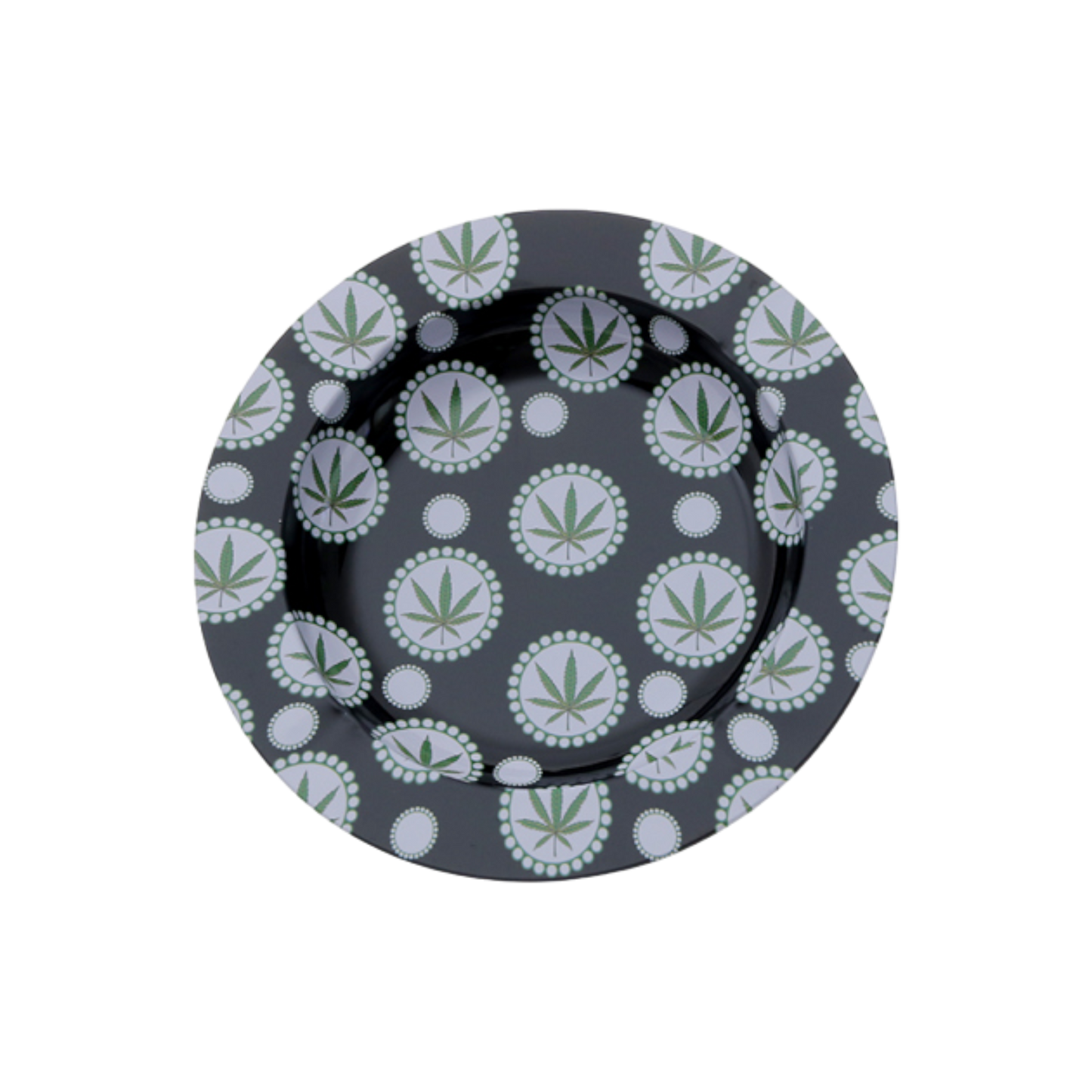 Aschenbecher Hanfblätter Metall schwarz weiß grün