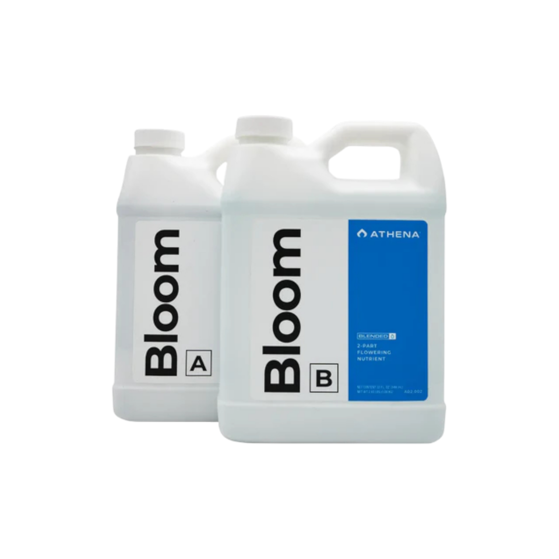 Athena Bloom A+B - Flaschen des Zwei-Komponenten Blüte-Basisdüngers für Pflanzenpflege.