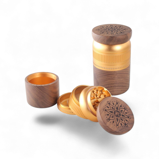 Black Leaf Alu/Walnuss Grinder 5-tlg. gold