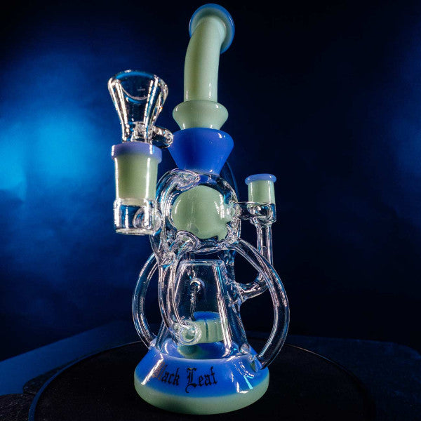 Black Leaf Recycler Bong aus Borosilikatglas