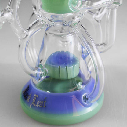 Black Leaf Recycler Bong blau grün Glasdesign