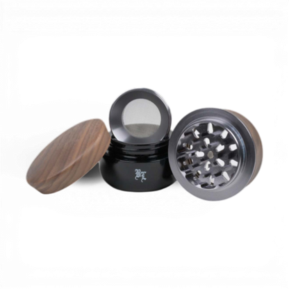 Black Leaf Violettglas Grinder Set Walnussholz