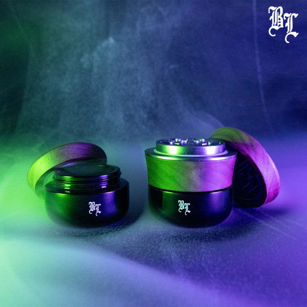 Black Leaf Violettglas Grinder mit Vorratsglas