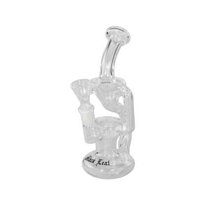 Recycle-Bubbler aus klarem Borosilikatglas mit schwarzen Akzenten