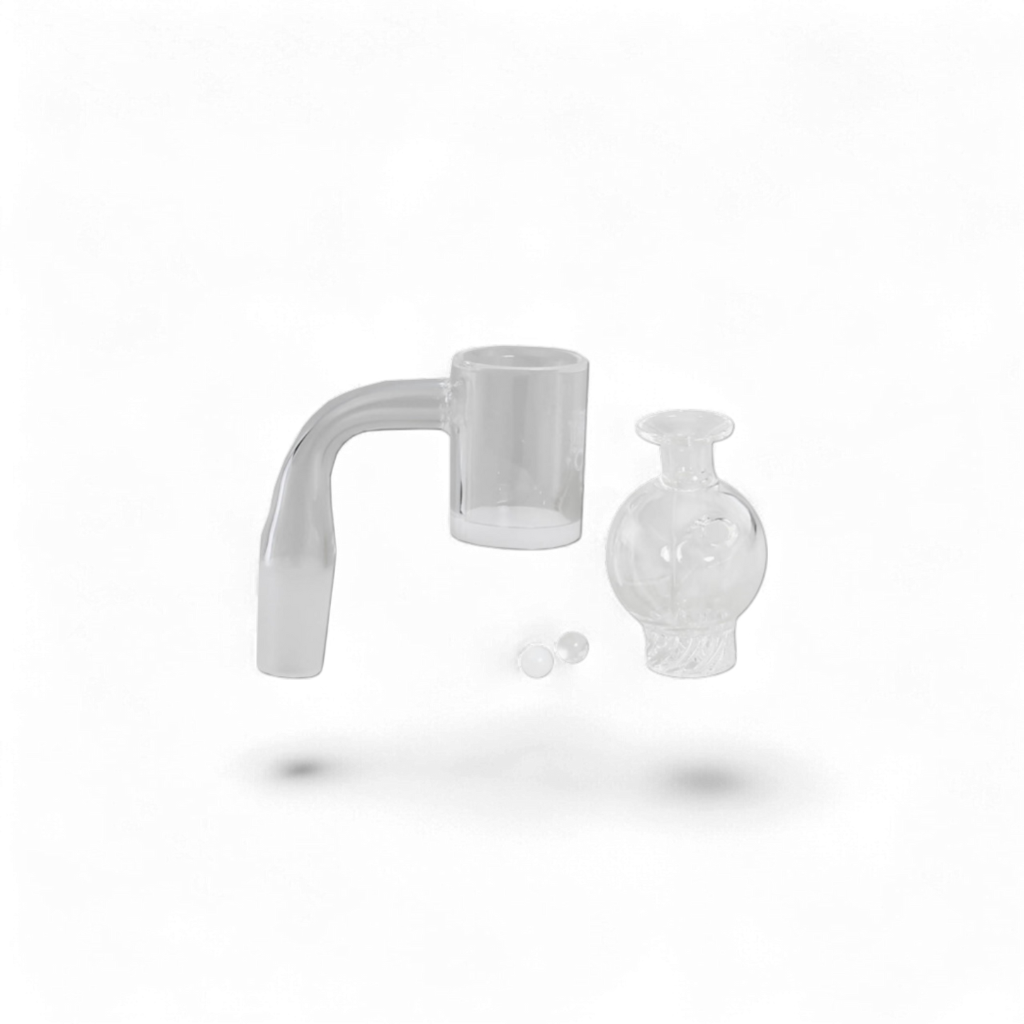 Dabbing-Set mit Quarz-Banger, Cyclone-Riptide-Carb Cap und zwei Terp Pearls von Black Leaf®, 90° Winkel, NS 14