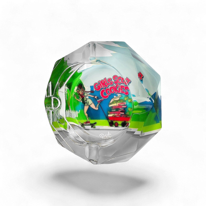 Kristallaschenbecher mit Geschenkbox, 15 x 15 cm, luxuriöses Design für stilvolles Rauchen, erhältlich bei Pief-Leaf®