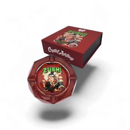 Kristallaschenbecher Zushi 15 x 15 cm im Best Buds Design, erhältlich bei Pief-Leaf®