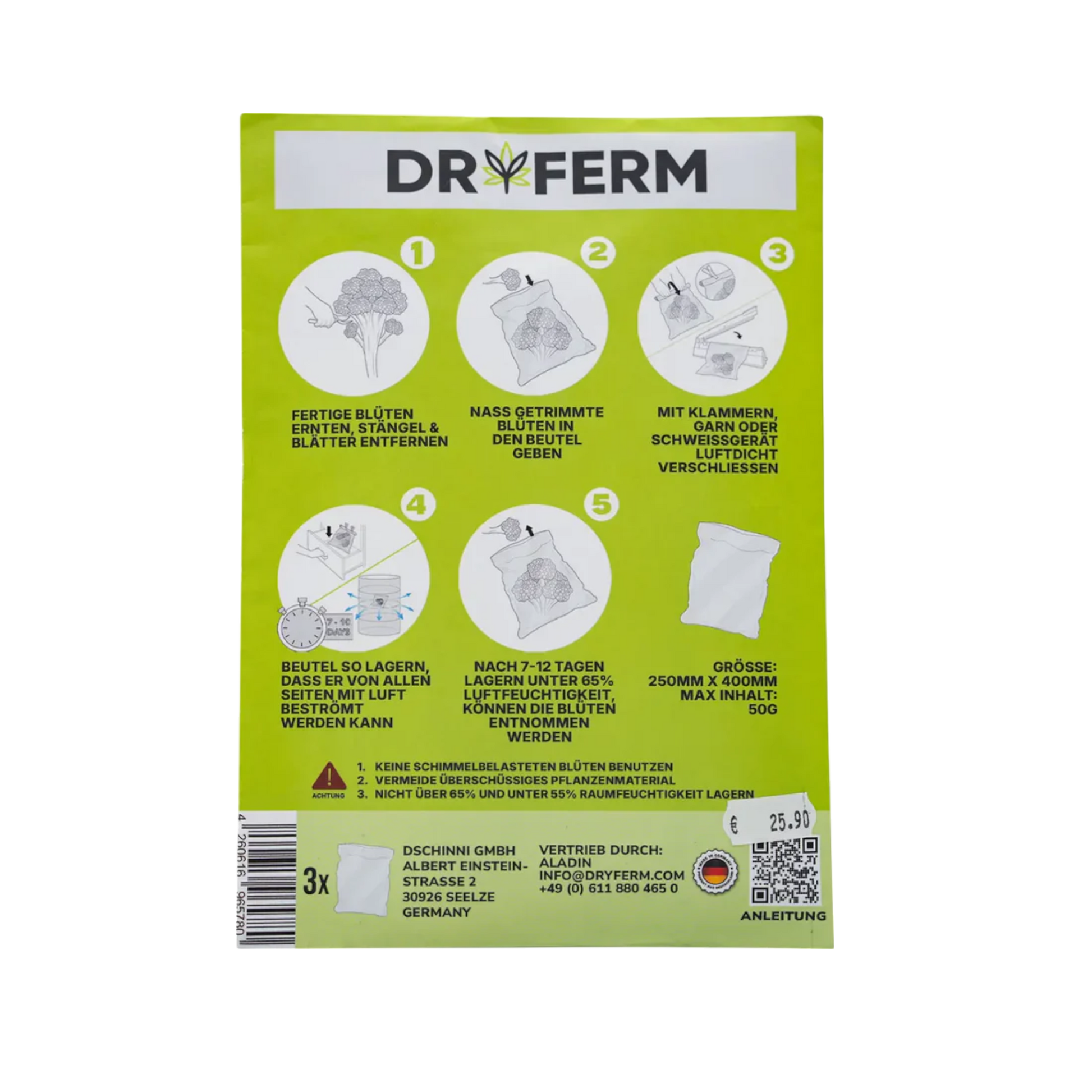 Detailansicht der Dryferm Fermbags, luftdurchlässig und wiederverwendbar