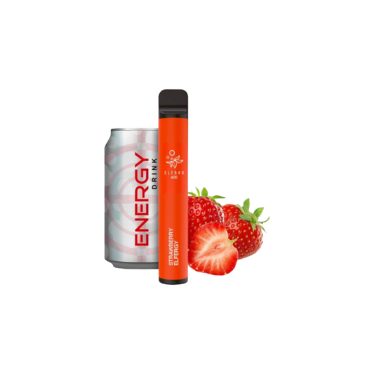 ELFBAR 600 - "Strawberry Elfergy" (Erdbeere Energy Drink) - E-Shisha - ohne Nikotin - 600 Züge