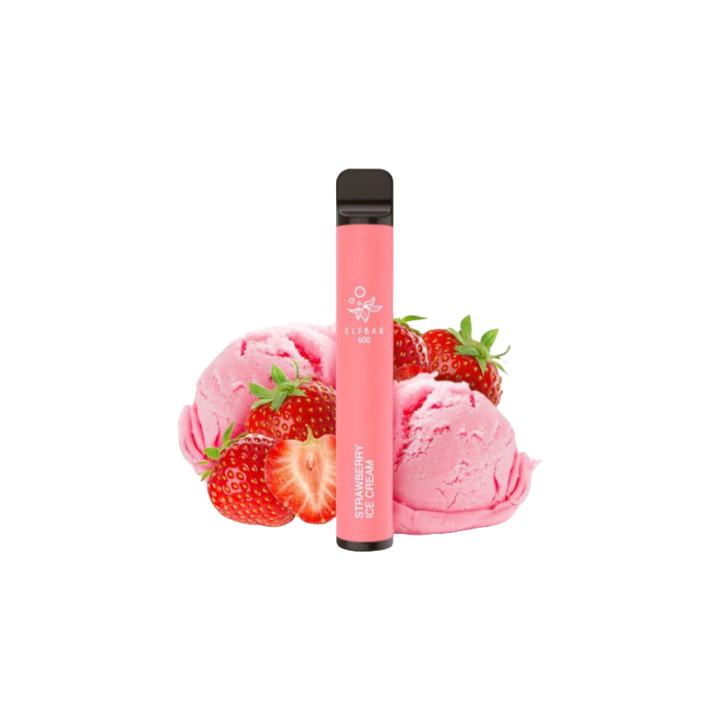 ELFBAR 600 - "Strawberry Ice Cream" (Erdbeere, Eiscreme) - E-Shisha - ohne Nikotin - 600 Züge