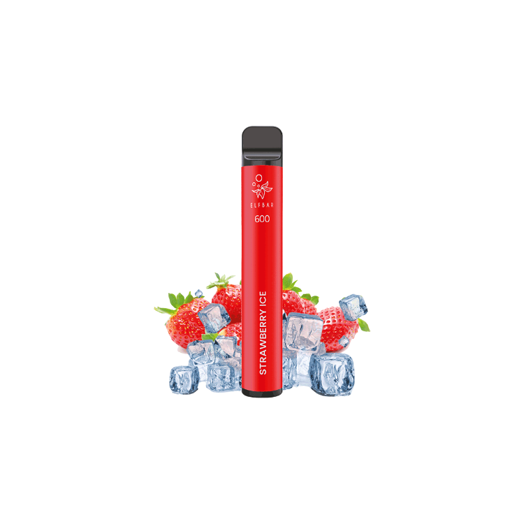 ELFBAR 600 - "Strawberry Ice" (Erdbeere, Eis) - E-Shisha - ohne Nikotin - 600 Züge