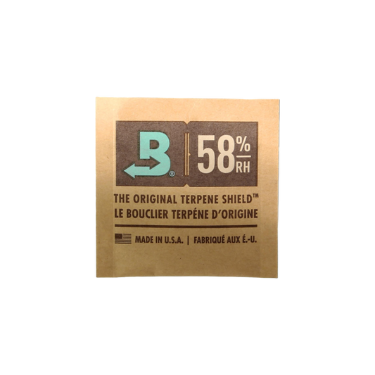 Boveda Feuchtigkeitsregler 58% RH S8 in Verpackung auf weißem Hintergrund