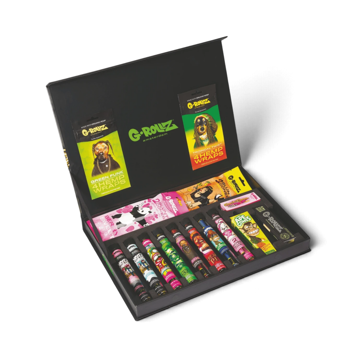 G-Rollz Geschenkbox mit großem Hundemotiv und grünem Logo