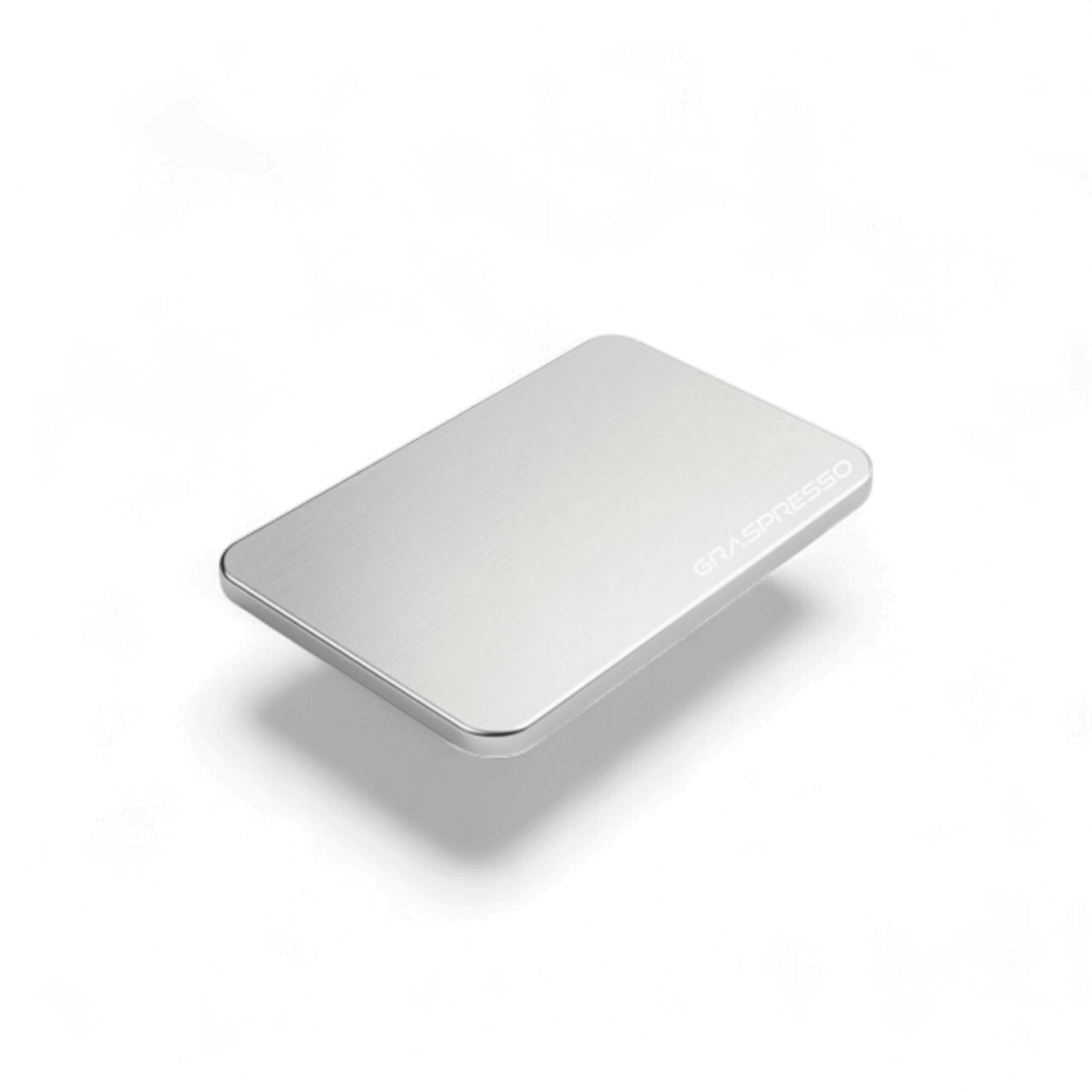 GRAVEDA Cooling Plate – silberne Kühlplatte aus lebensmittelechtem Aluminium mit Logo, ideal für Rosin und Extrakte