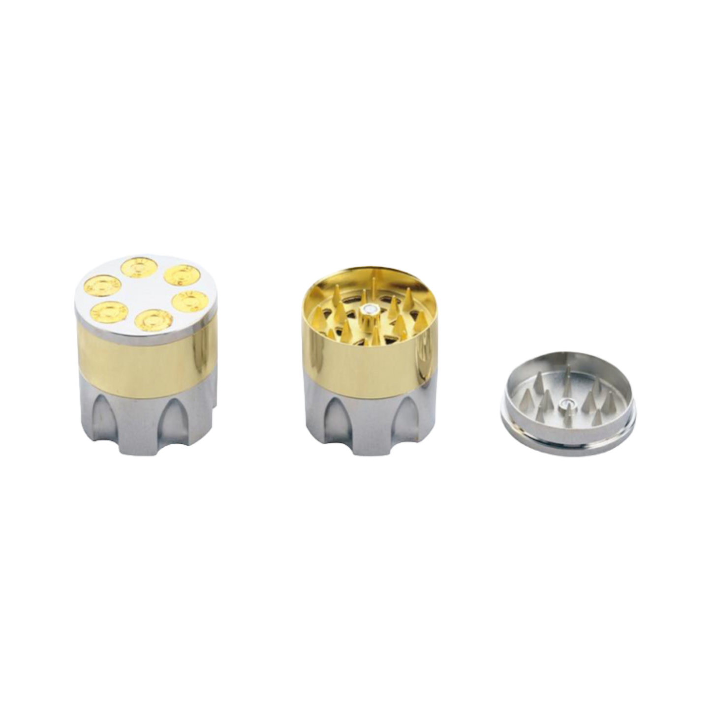 Grinder Bullet "Silber-Gold-Optik" 3-tlg. 4,6x4,2 cm