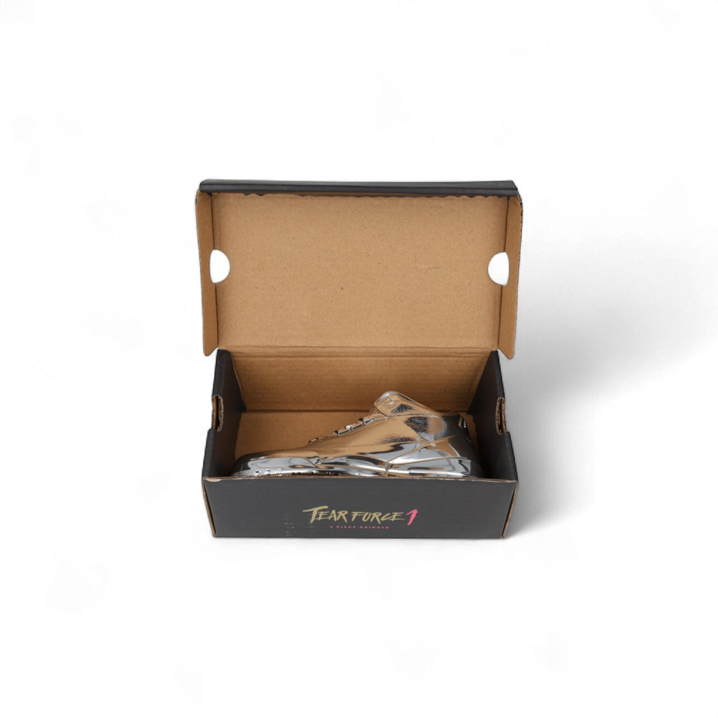 Grinder "Tear Force" Schuh im Karton, 3-tlg., silber; Länge 15 cm