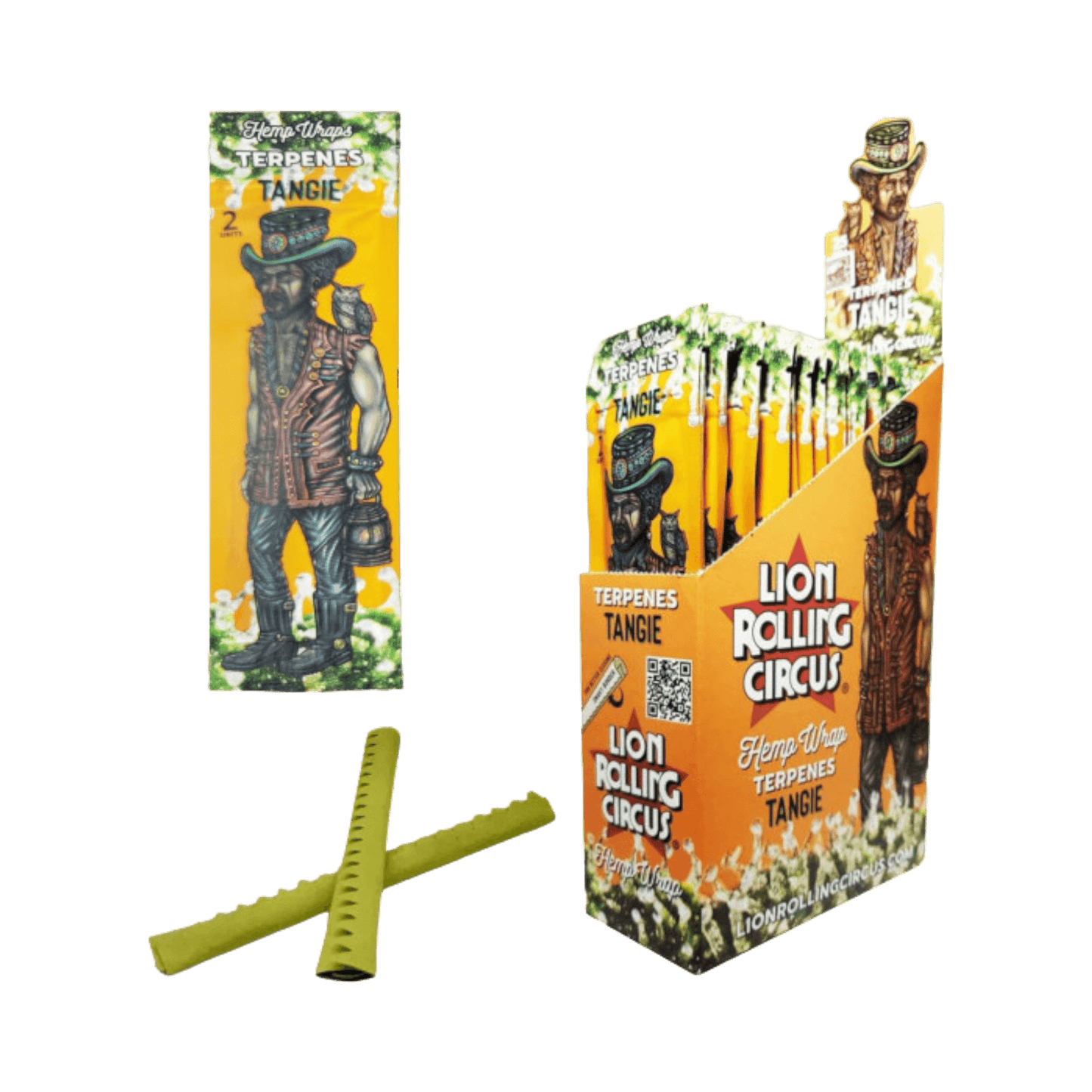 Lion Rolling Circus Tangie Hemp Wraps 2 Stück auf weißem Hintergrund