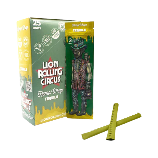 Lion Rolling Circus Tequila Hanf Blunts auf weißem Hintergrund