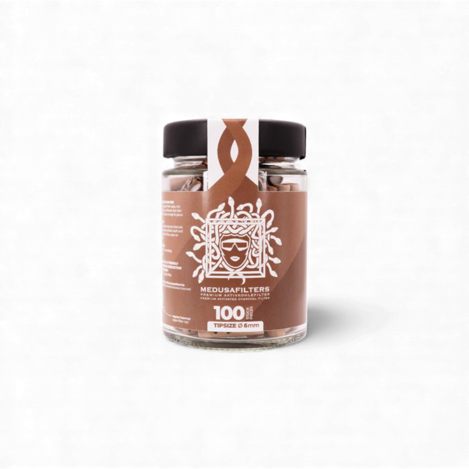 6 mm Glasfilter mit Kokos Aktivkohlefüllung