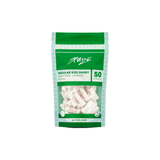 PURIZE® Aktivkohlefilter Regular/Short, ø 9 mm, Weiß, hochwertige Filter für kühlen Rauchgenuss.