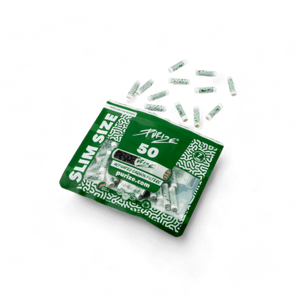 PURIZE® Slim Aktivkohlefilter in Weiß, ø 7 mm x 27 mm, hochwertiger Filter für kühlen Rauchgenuss.