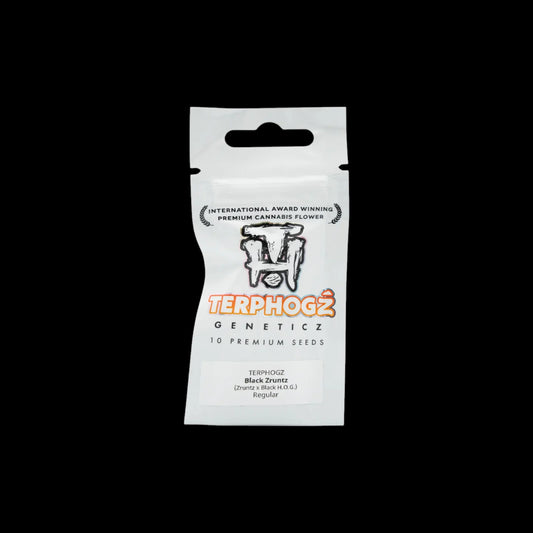 Black Zruntz feminisierte Cannabissamen von Terphogz in Originalverpackung